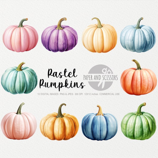 Pastel Colors Pumpkin ClipArt, Pastel Pumpkin PNG, Halloween PNG, Halloween Clipart, Halloween Bundle, Spooky, Pastel colors Halloween decor