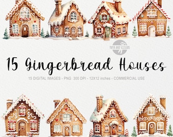15 Gingerbread house ClipArt, Gingerbread house PNG, Christmas Bundle, Winter Clipart, Holiday ClipArt, Sweets PNG, Dessert ClipArt,Food Png