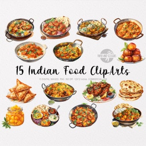 15 cliparts de plats indiens, cuisine indienne PNG, illustration de cuisine indienne, aquarelle cuisine indienne, cuisine indienne PNG, plat de curry Png, Diwali