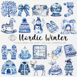 20 images clipart hiver nordique, Cosy Xmas PNG, Bluey, Hygge, confort scandinave, Cottagecore, Scrapbooking, Junk Journal, aquarelle de décembre