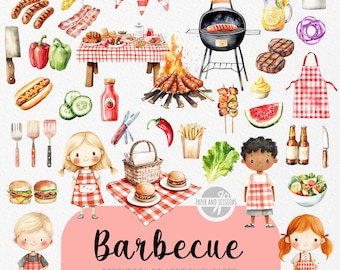 55 Süß Grillen ClipArt, Aquarell Kinderbuch, Kinderküche, Picknick-Geburtstags-Party einladen & Dekor, sofortiger Download kommerzielle Lizenz