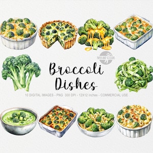 10 cliparts plat de brocoli, nourriture PNG, recette saine à imprimer, autocollant livre de recettes, déco livre de cuisine, recette végétarienne, légume à imprimer, nourriture