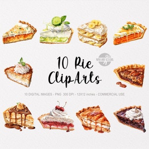 10 Pie ClipArt, Ciasto PNG, Ciasto akwarelowe, Deser PNG, Jedzenie ClipArt, Ciasto wiśniowe, Ciasto bananowe, Ciasto czekoladowe, Ciasto pekanowe, Natychmiastowe pobieranie