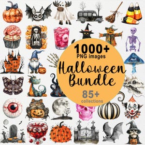 1000 + Halloween ClipArts, Halloween PNG-Bundle, Oktober Sublimation, Aquarell Herbst Kunst, Gruseliges Dekor, hohe Qualität, sofortiger Download, Augapfel