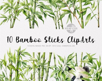 10 Bamboo Sticks ClipArt, Bamboo Sticks PNG, Bamboo Stick illustration, Watercolor Bamboo Sticks, Bamboo PNG, Bamboo ClipArt