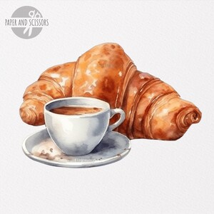 20 Croissant ClipArt, Croissant PNG, Watercolor Croissant illustration, Breakfast PNG, Food ClipArt, Dessert PNG, Cornetto, Bakery, Brunch image 3