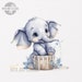 Baby Elephant Watercolor Clipart, Baby Elephant PNG, Elephant ...
