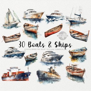 30 ClipArt di barche e navi, PNG barca, Illustrazione della nave, Yacht ad acquerello, Barca a vela PNG, ClipArt barca da pesca, Crociera PNG, Traghetto, Motoscafo