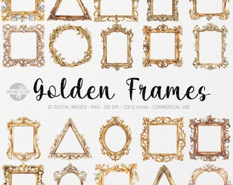 華やかなアンティーク ゴールド フレーム クリップアート、ビンテージ