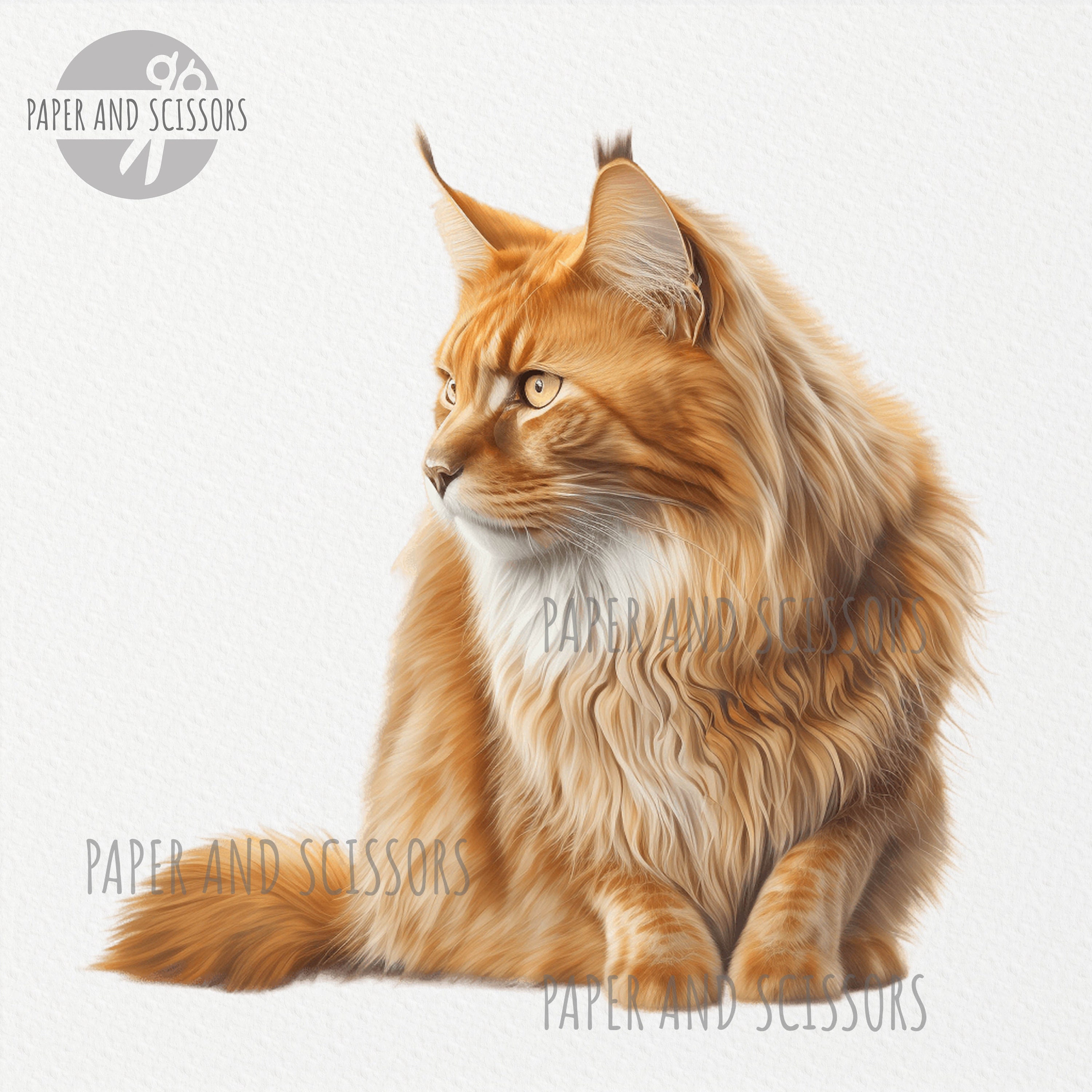Maine Coon Cat Clipart Cat PNG Cat Illustration Cat Etsy Ireland