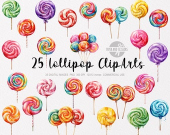 25 imágenes prediseñadas de piruleta, piruleta PNG, ilustración de piruleta, piruleta de acuarela, paquete de piruleta, colección de piruleta colorida