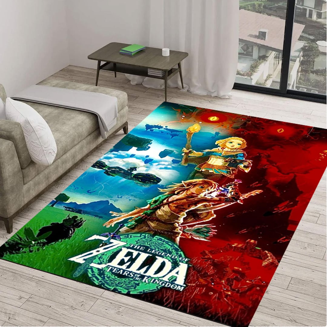 Kerdom Rug Zelda Tears of the Kingdom Rug, Soft Washable Non-slip Carpet, Gamer ...