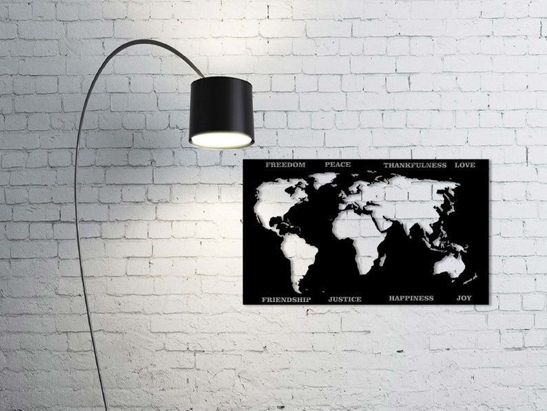 World Map Metal Wall Art Metal World Map Wall Decor World Etsy