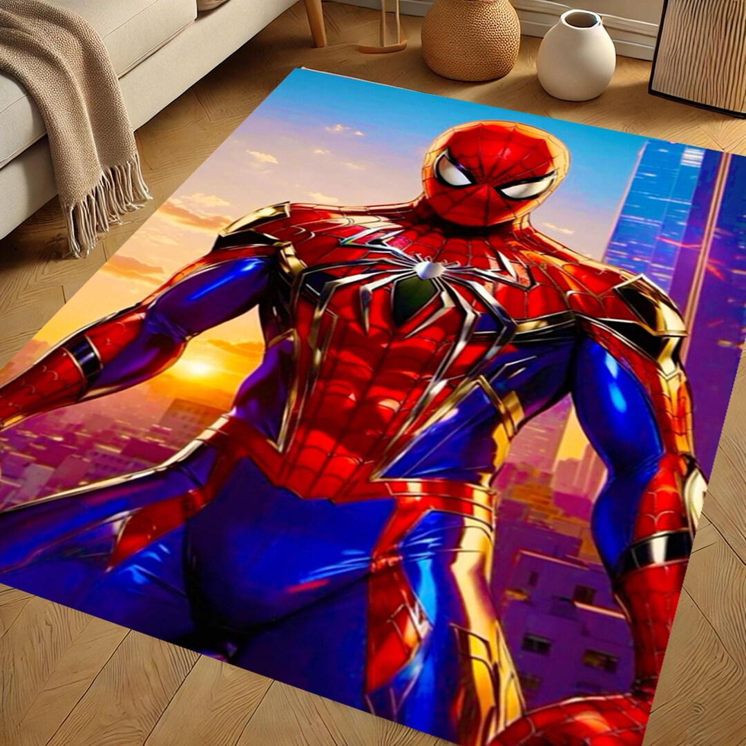 Spider-man Superhero Rug, Iron Spider City Carpet,soft Washable Non ...