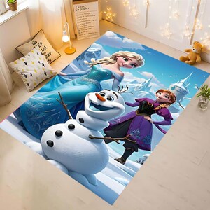 Elsa Princess Rug, Frozen Castle Rug, Washable Non-Slip Rug, Soft Cozy Rug, Kids Room Decor, Living Room Rug, Bedroom Floor Rug,Winter Magic