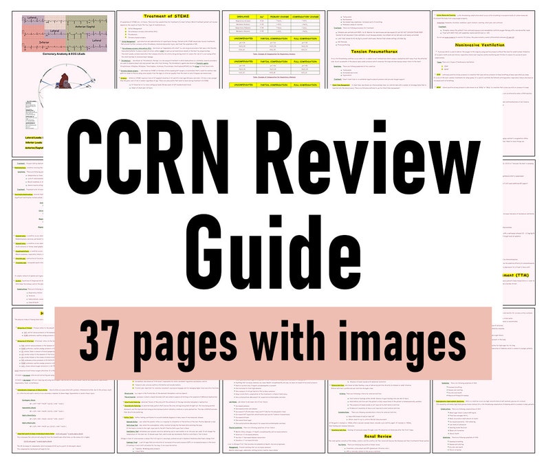 CCRN Exam Review, Exam Study Guide, Cram Sheet, Printable Review