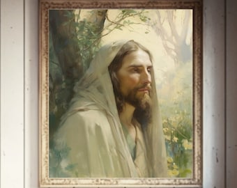 Printable Art, Picture of Jesus, Christian Artwork, Jesus Wall Art, Biblical Wall Art, Jesus Print, Jesus Painting, Christian Home Decor