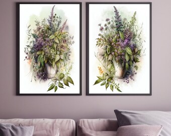 Printable Wall Art, Flower Market Print, Lot de 2, Sage Green Wall Art, Coquette Room Decor, Cottagecore Room Decor, Botanical Print Set