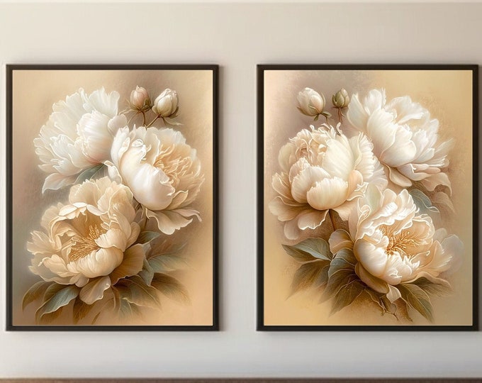 Peony Print, Set of 3 Flower Print, Peony Wall Art, Blush Pink Prints ...