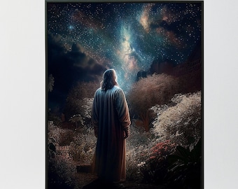 Arte da parete stampabile, Il Figlio e le sue stelle, Opere d'arte cristiane, Arte da parete biblica, Arte da parete di Gesù, Decorazione domestica cristiana