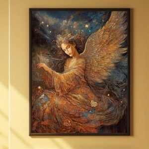Printable Wall Art, Seraphim, Biblical Angel, Christian Artwork, Biblical Wall Art, Seraphim Angel, Guardian Angel Print, Christian Painting