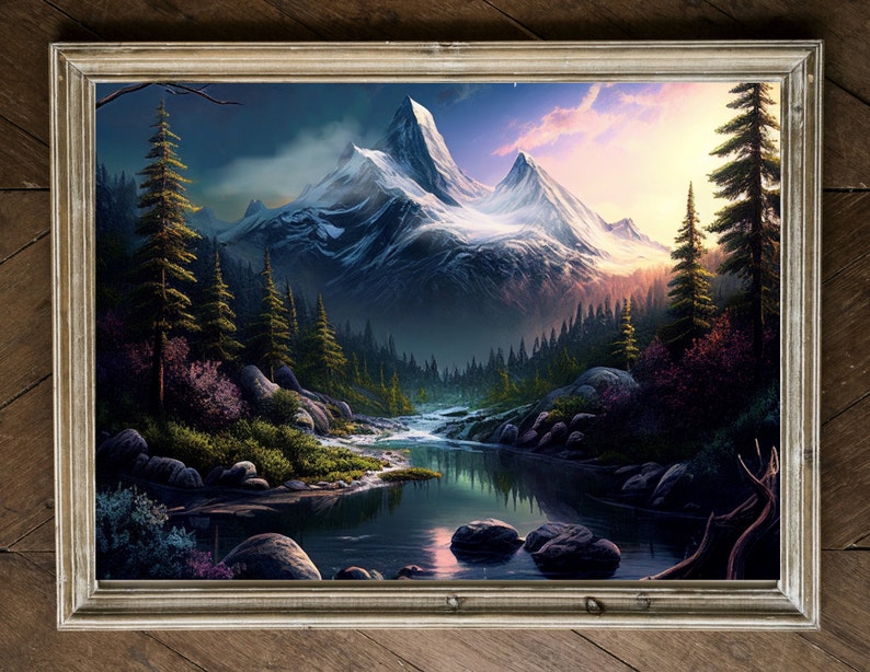 Printable Wall Art, Relaxing Wall Art, Log Cabin Decor, Nature Inspired