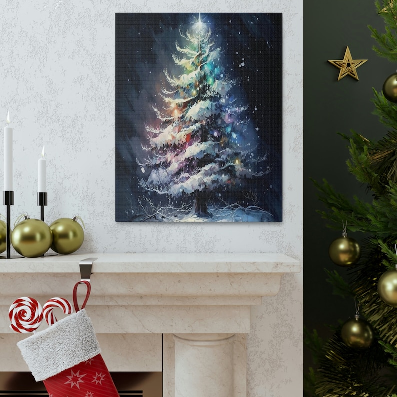 Vintage Christmas Tree Canvas Wall Art Magic Christmas Art - Etsy