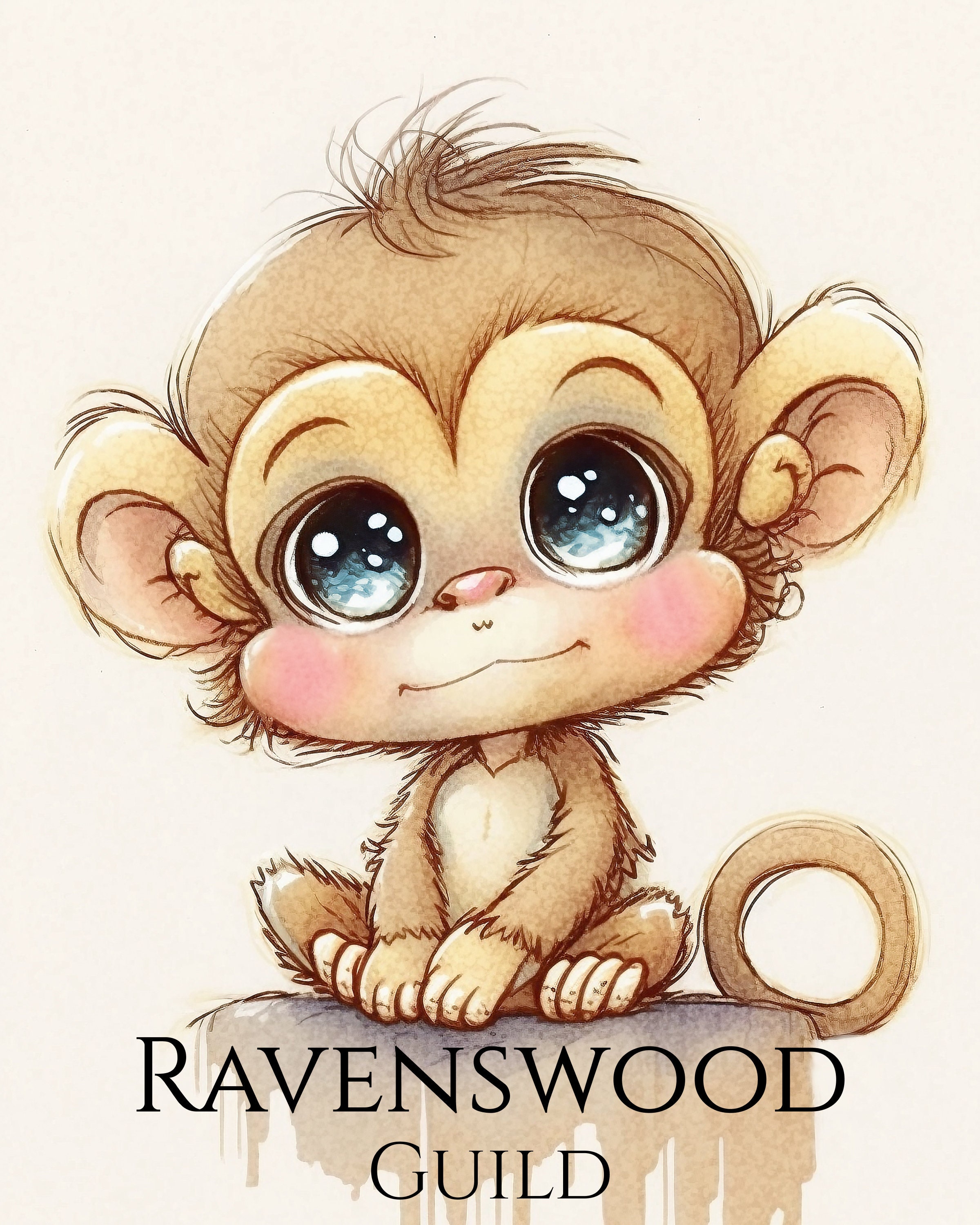 Baby Monkey Nursery Decor Cute Monkey Decor Nursery Wall Art Etsy