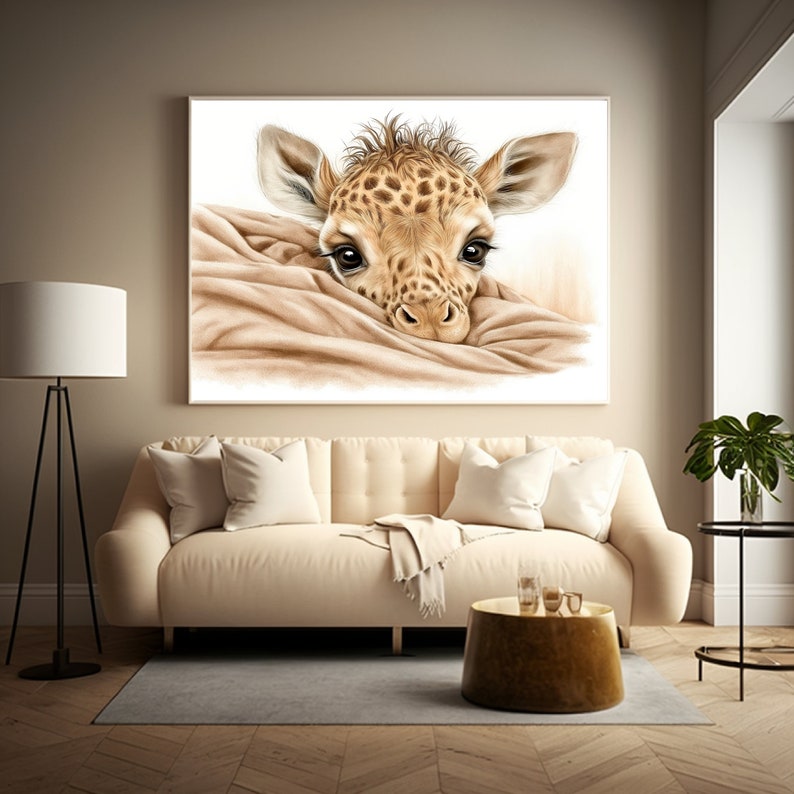 Printable Art Cute Baby Giraffe Safari Nursery Decor Boy Etsy