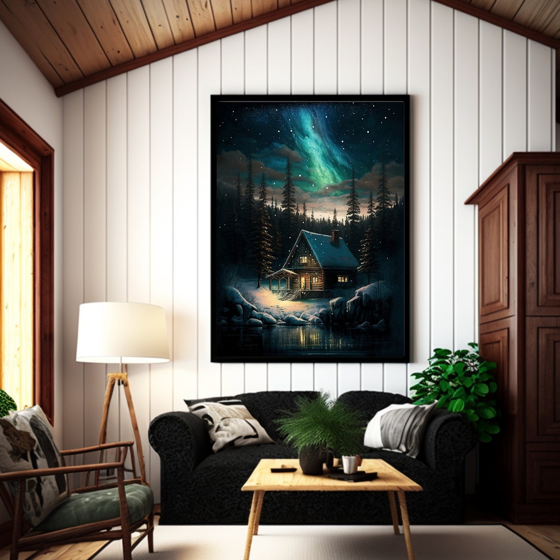Printable Wall Art Northern Lights Art Winter Scene - Etsy