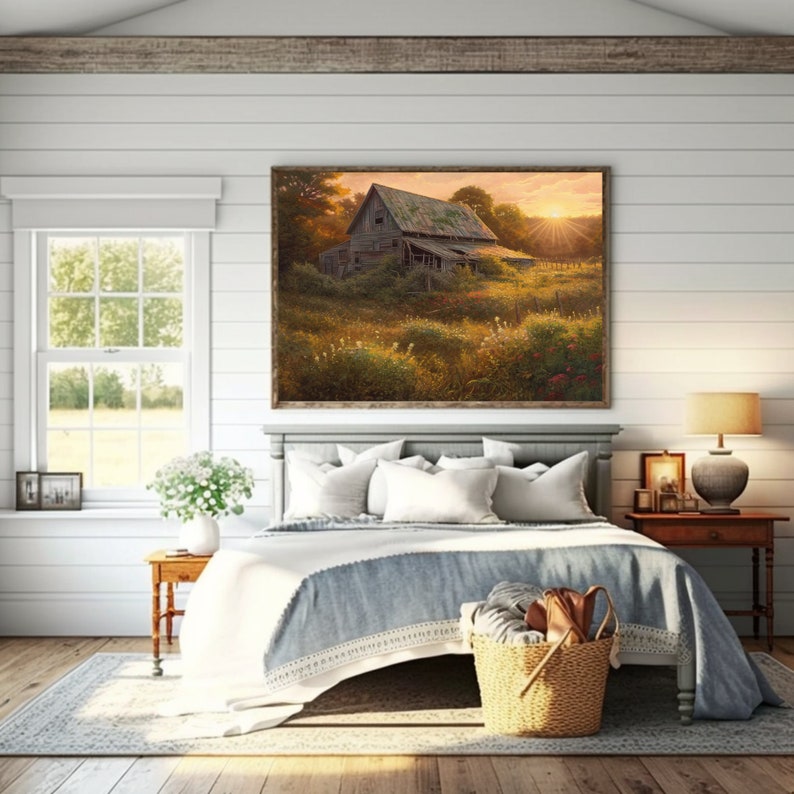 Printable Wall Art, Nature Inspired Decor, Relaxing Wall Art, Old Barn