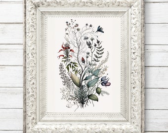Printable Wall Art, Canvas Wall Art, French Country Garden Art, Light Floral Print, Cottagecore Wall Art, Wildflower Wall Art, Relaxing Art