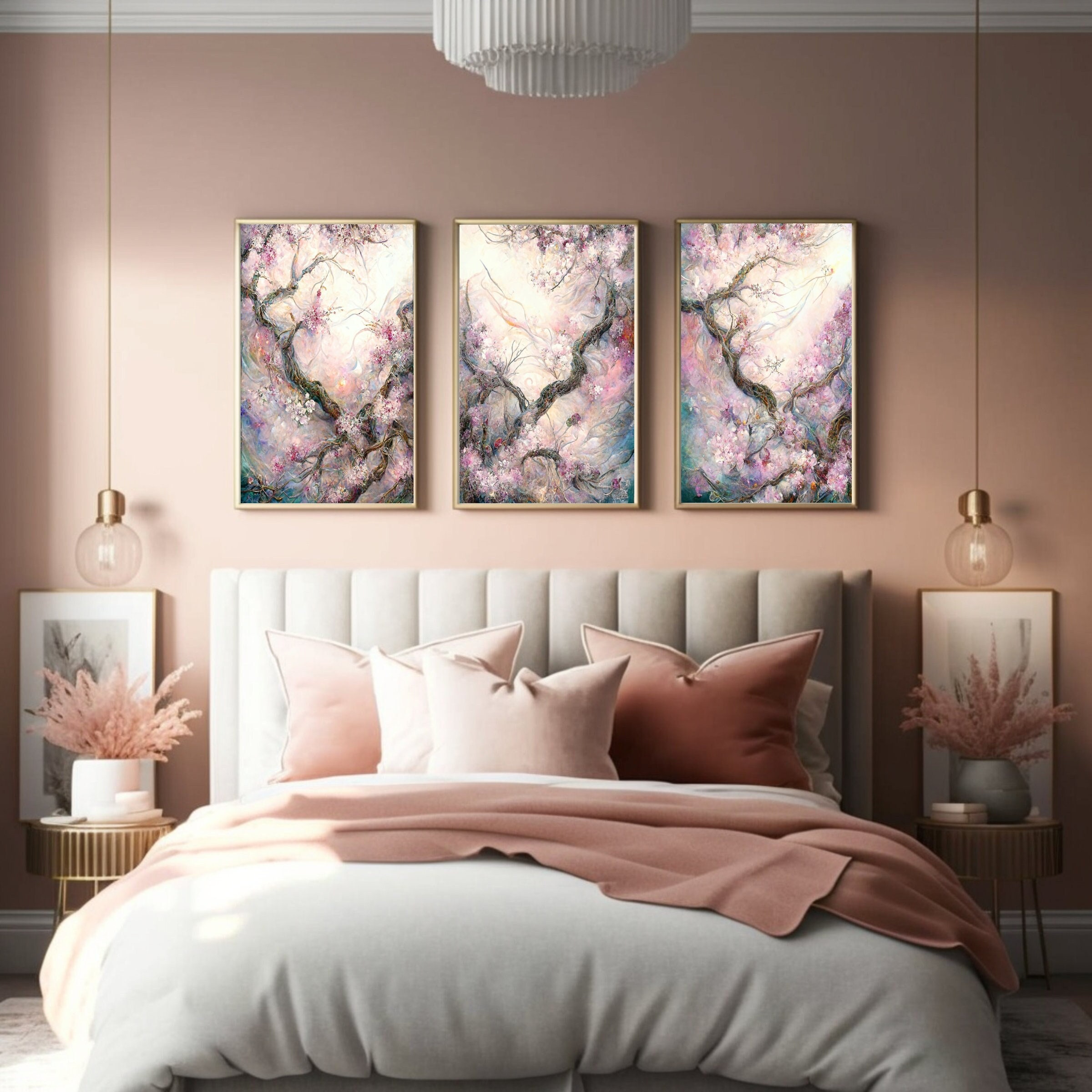 Printable Art, 3 Piece Wall Art, Coquette Room Decor, Cottagecore Art