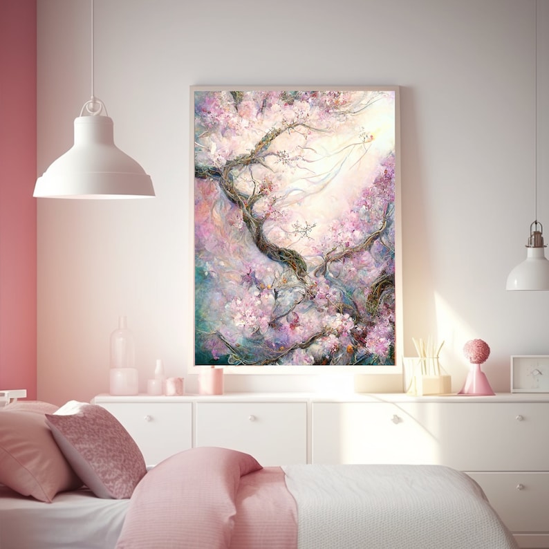 Printable Wall Art, Cherry Blossom 1, Coquette Room Decor, Pink