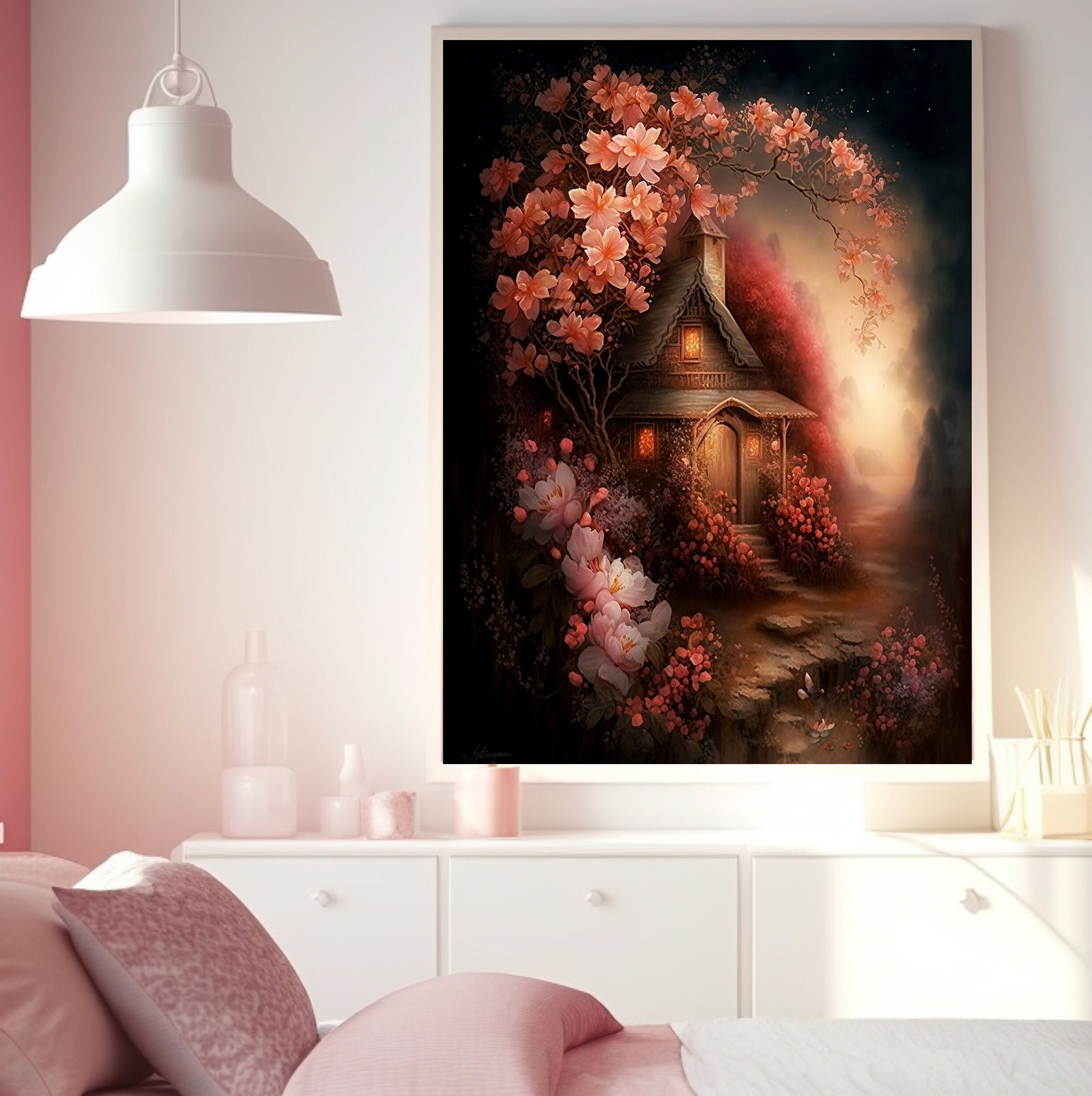 Printable Wall Art, Enchanted Forest, Girly Aesthetic Wall Art, Fairycore  Cabin, Coquette Room Decor, Feminine Wall Art, Pink Girly Wall Art 