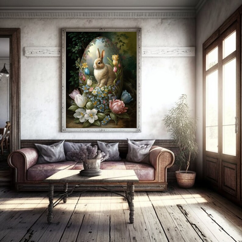 Sophisticated Easter Wall Art, Easter Printable Art, Easter Floral Art