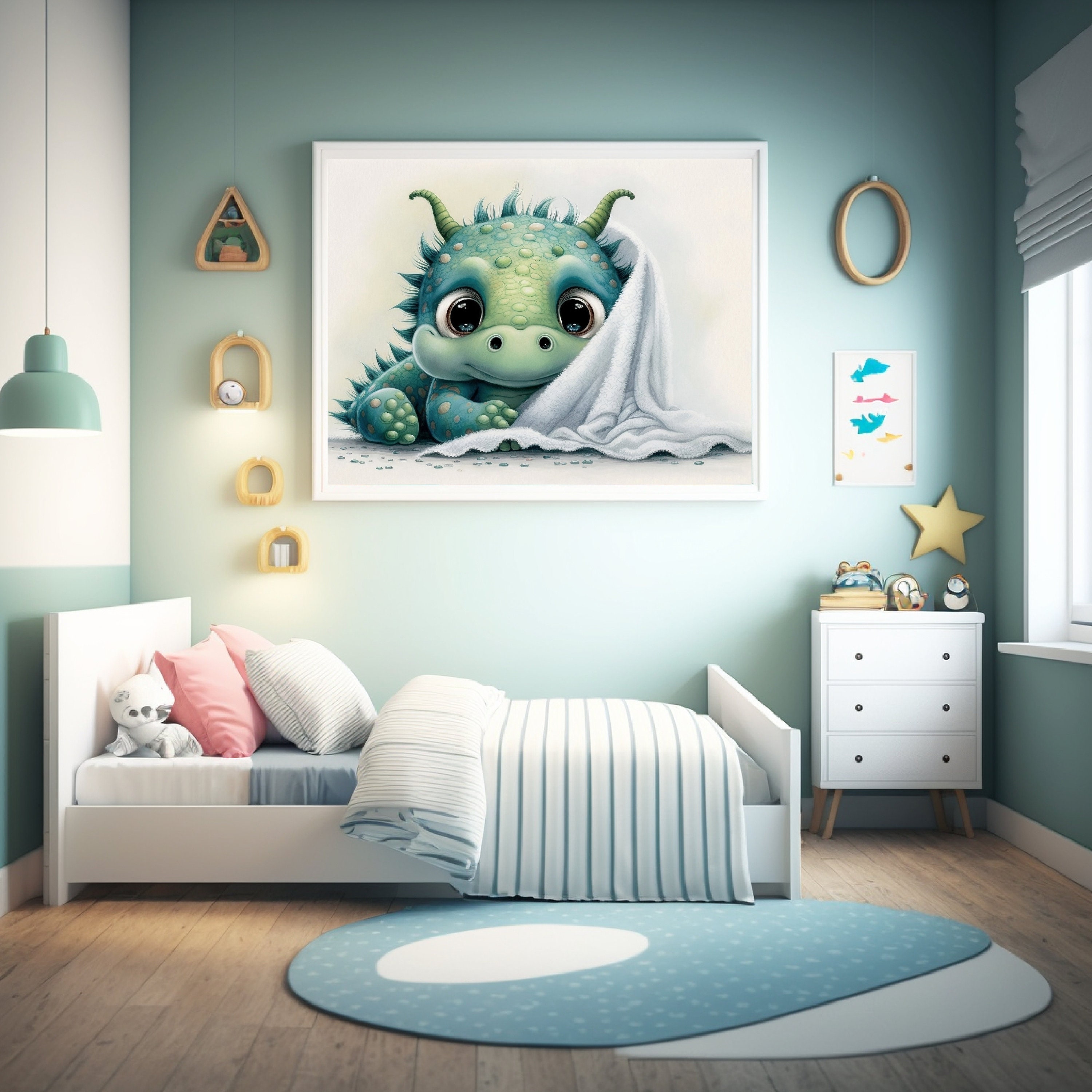 Printable Art, Baby Dragon Nursery Wall Art, Cute Dragon Wall Art, Baby ...