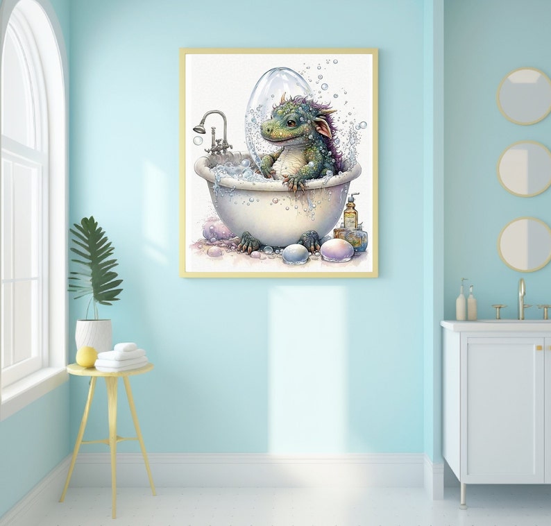 Printable Wall Art Pet Dragon Bathroom Art Dragon Wall Art Etsy