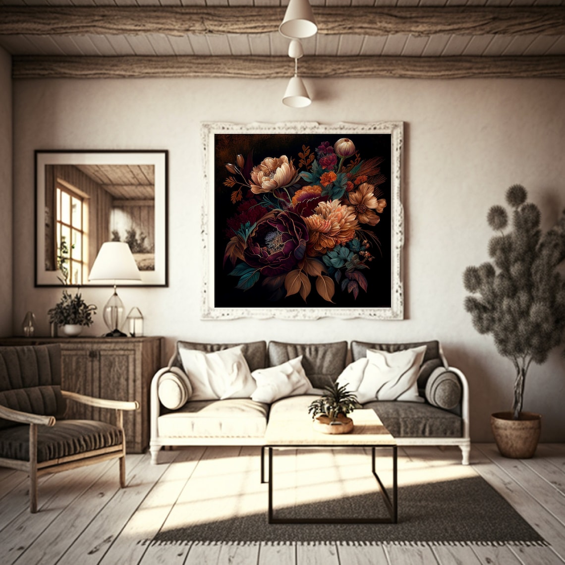 Printable Art Moody Floral Print Dark Floral Print Dark Etsy