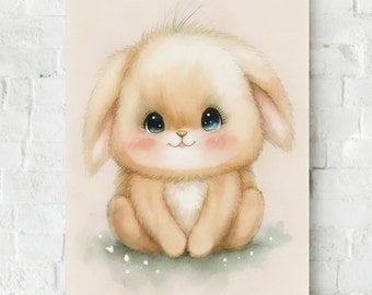 Printable Art, Cute Baby Bunny Nursery,  Woodland Bunny Shower Art, Nursery Bunny Rabbit Decorations, Nursery Decor Neutral, Commercial Use