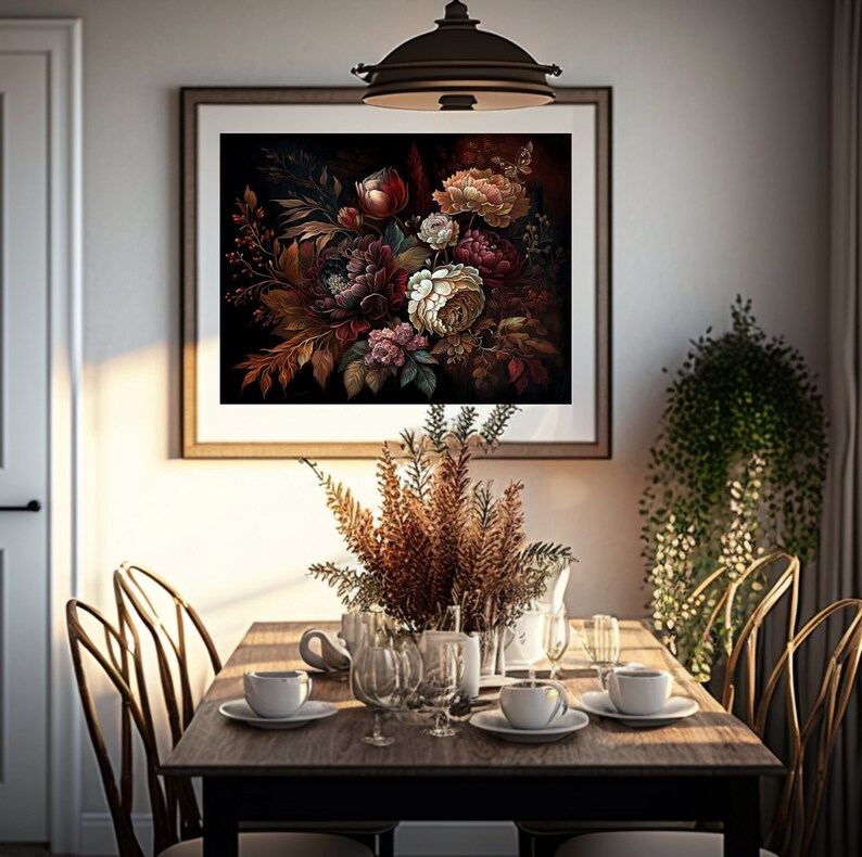 Printable Art Dark Floral Print Dark Cottagecore Decor Dark Etsy