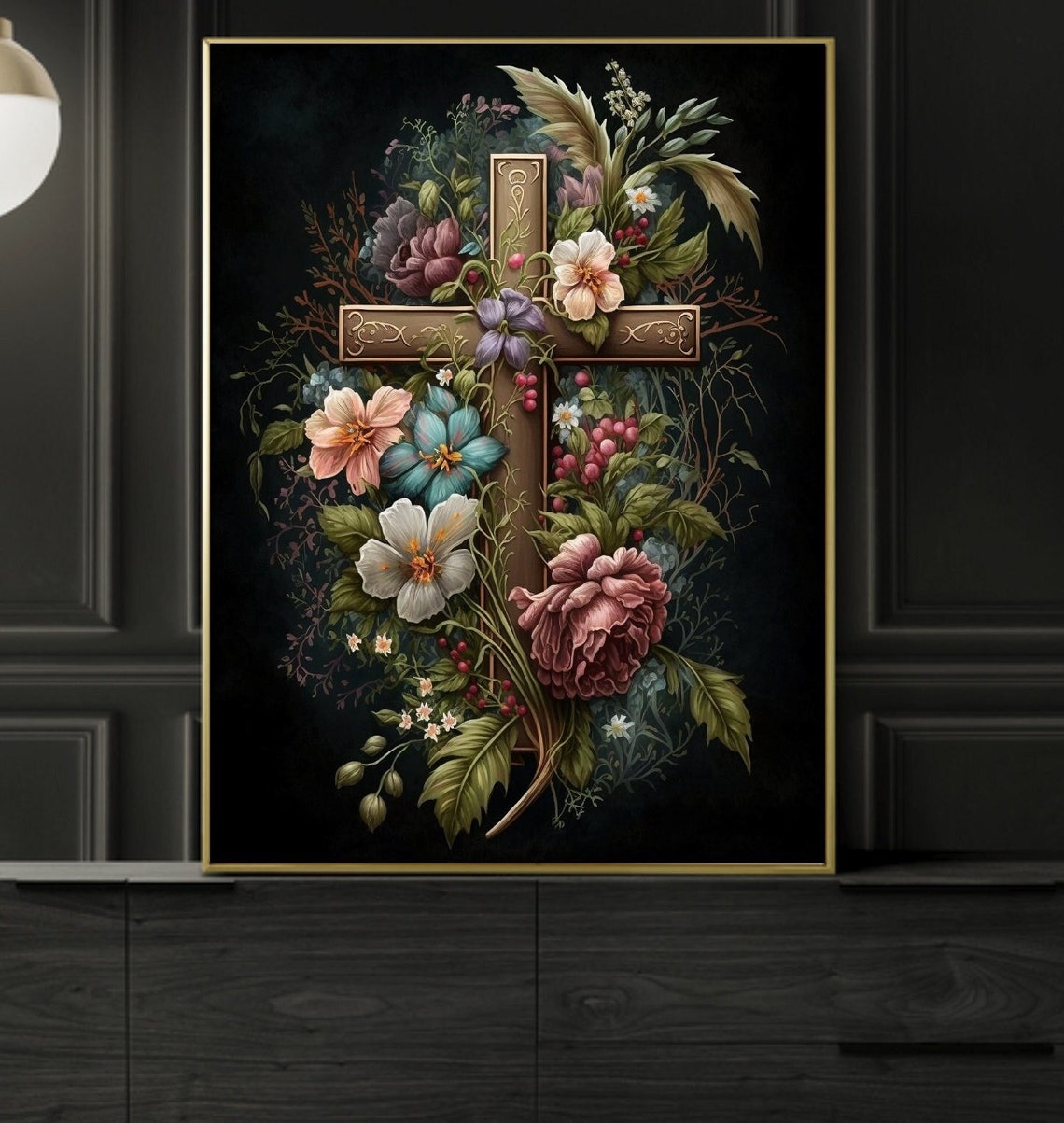 Printable Wall Art Dark Floral Wall Art Christian Artwork - Etsy