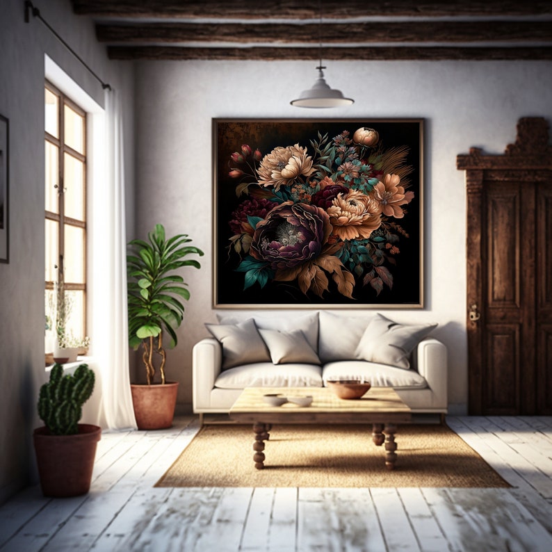 Printable Art Dark Floral Print Dark Cottagecore Decor Etsy