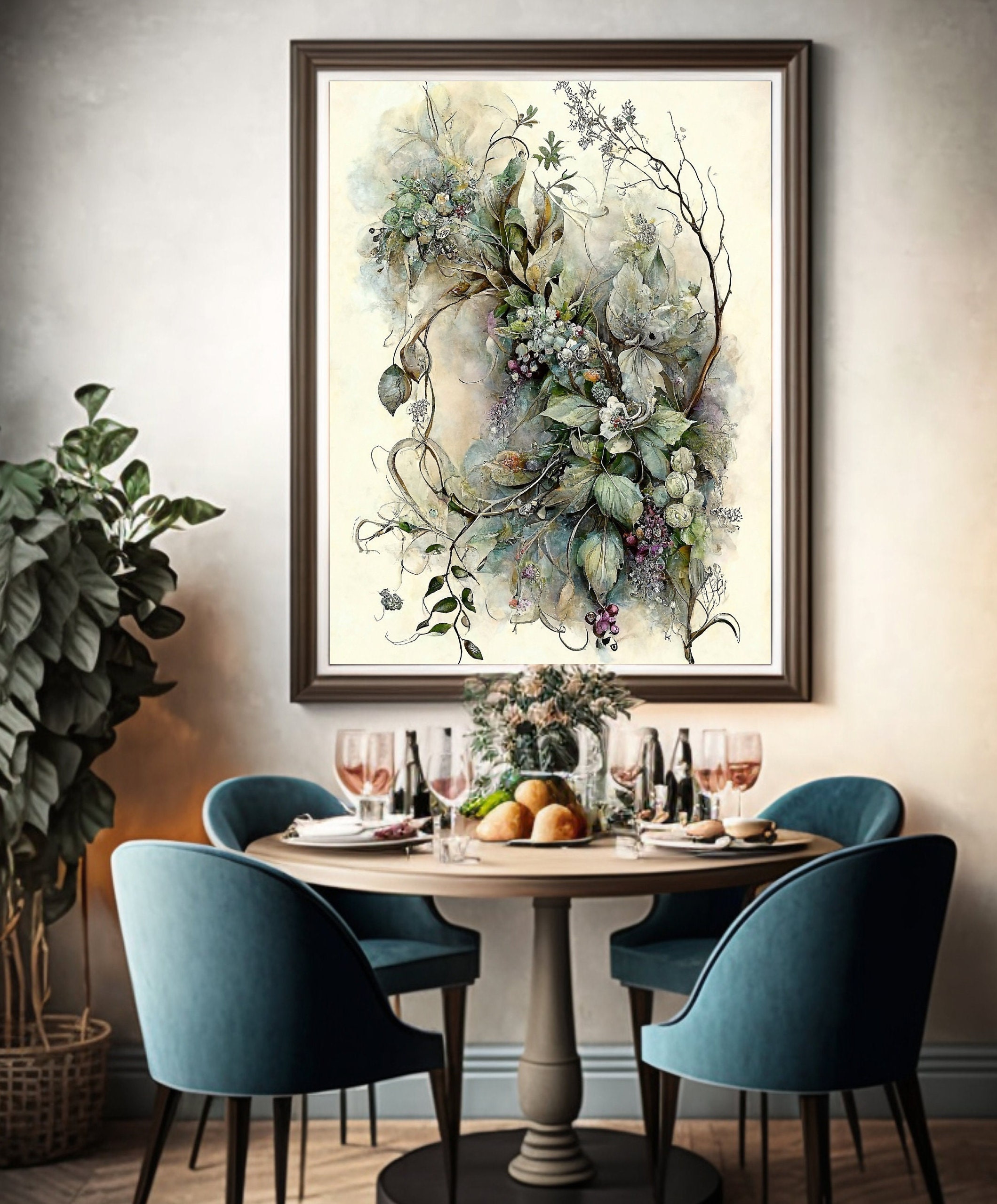 Printable Wall Art, Mediterranean Wall Art, Bloomcore, Sage Green Wall