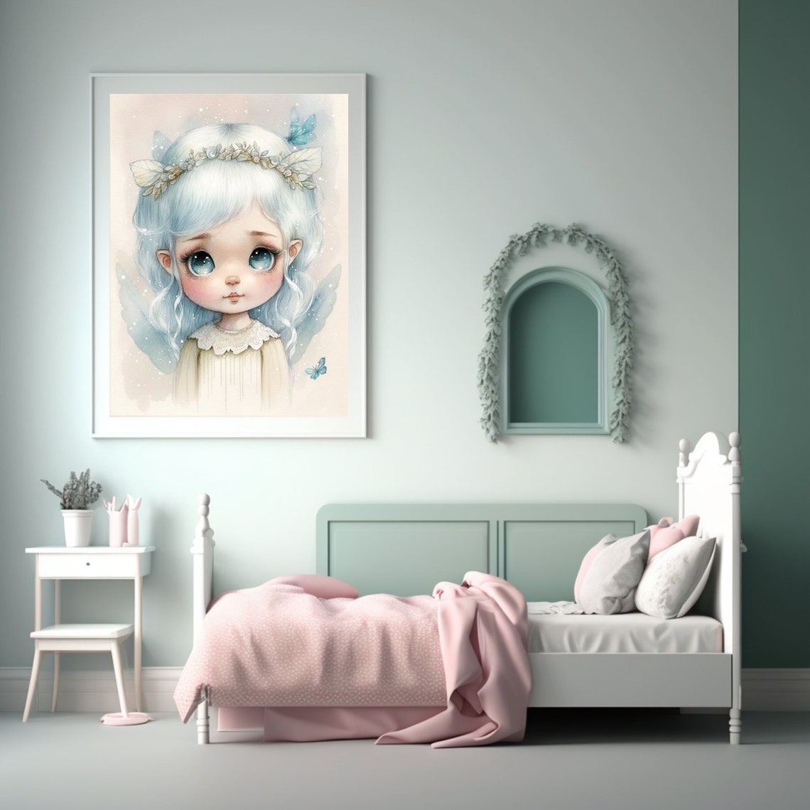 Printable Wall Art, Fairycore, Blue Fairy, Fairy Nursery Art, Fairytale ...