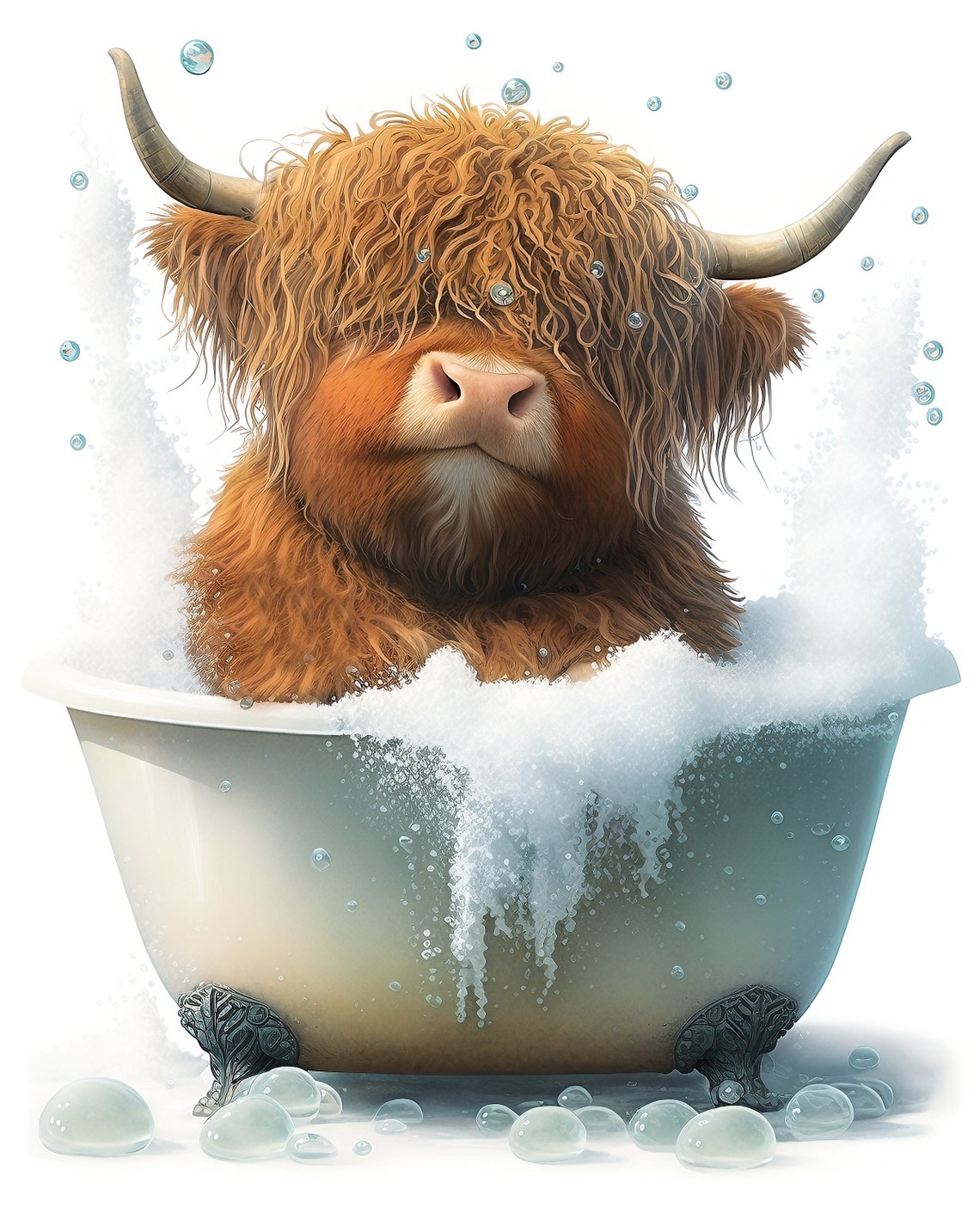 Printable Art Scottish Highland Cow in Bathroom Highland Cow - Etsy