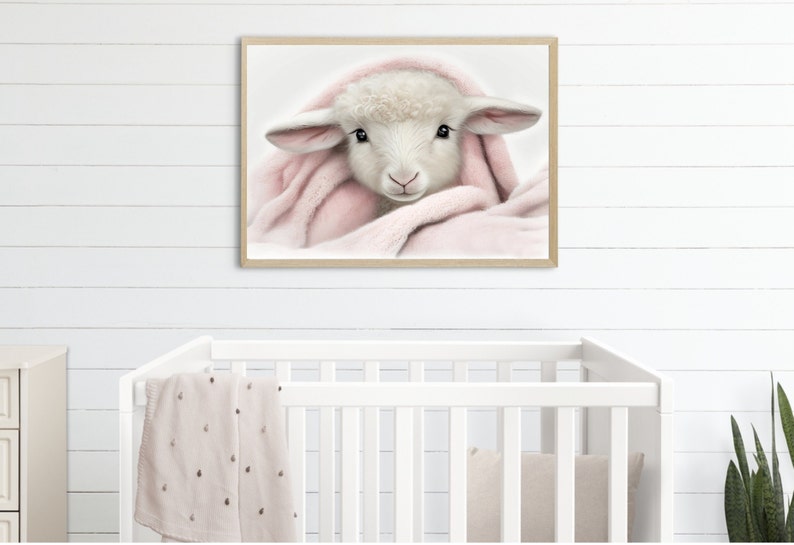 Printable Art, Little Lamb Wall Art, Pink Baby Girl Lamb, Tiny Lamb