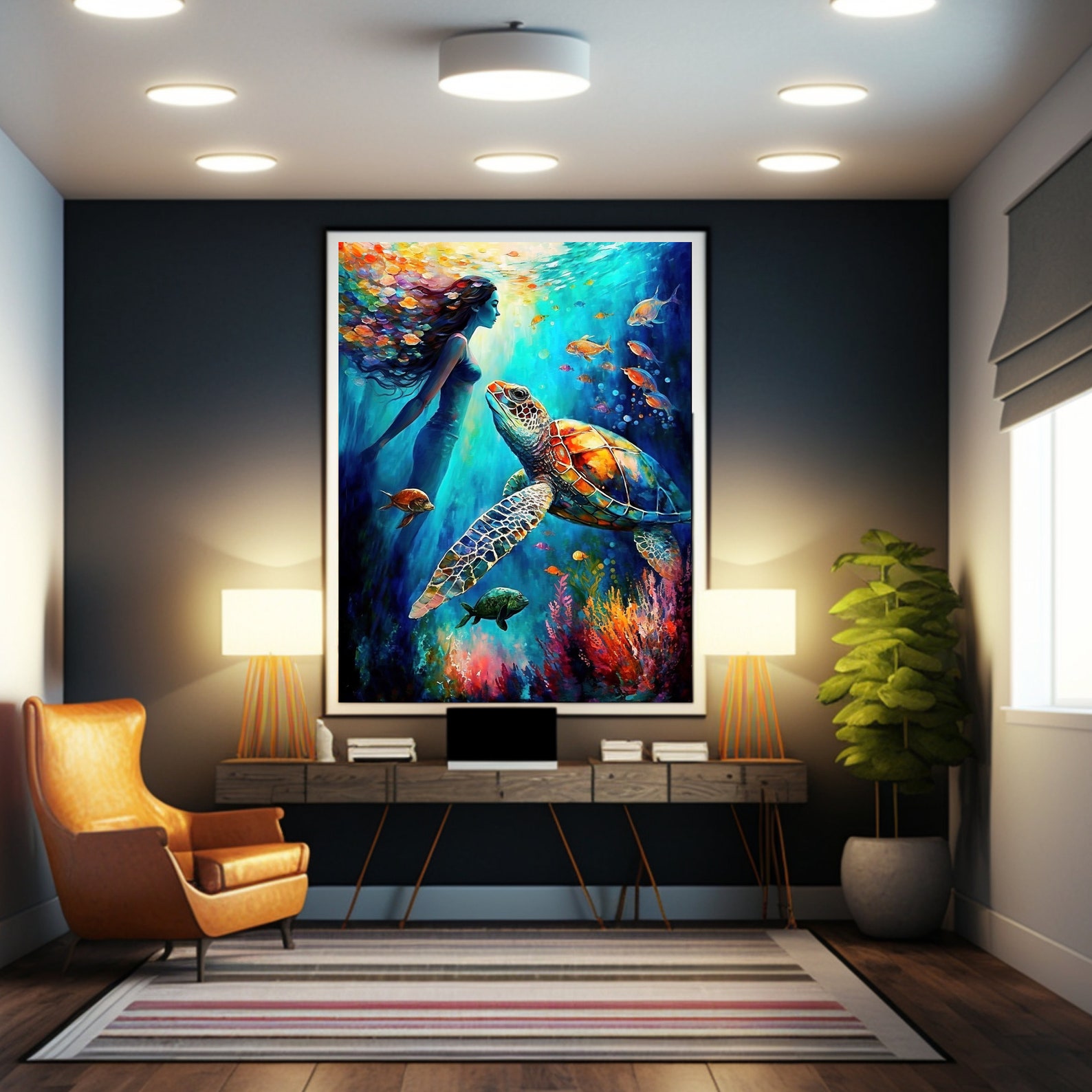 Printable Wall Art Mermaid Decor Sea Turtle Lover Gift - Etsy