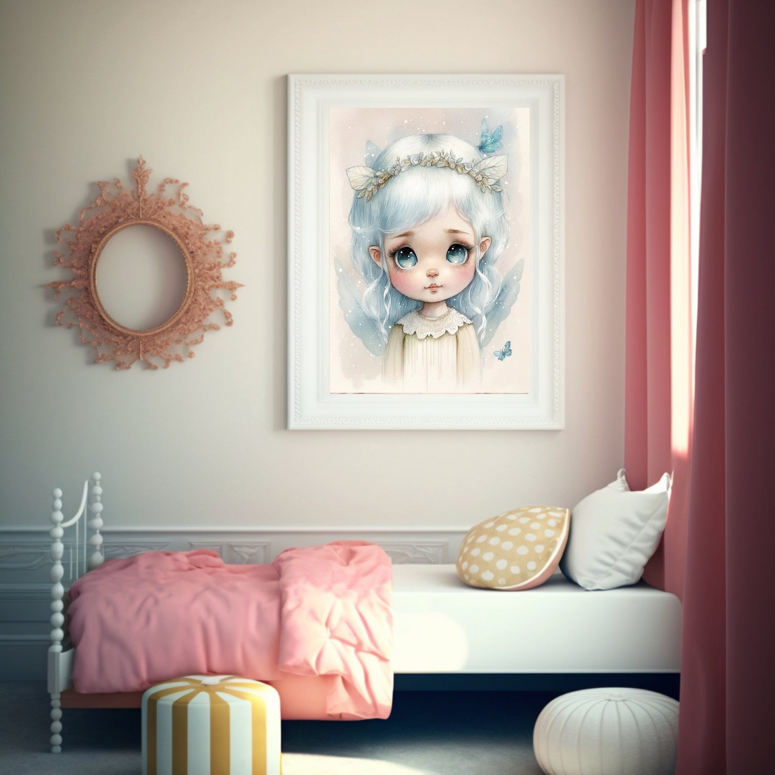 Printable Wall Art, Fairycore, Blue Fairy, Fairy Nursery Art, Fairytale ...