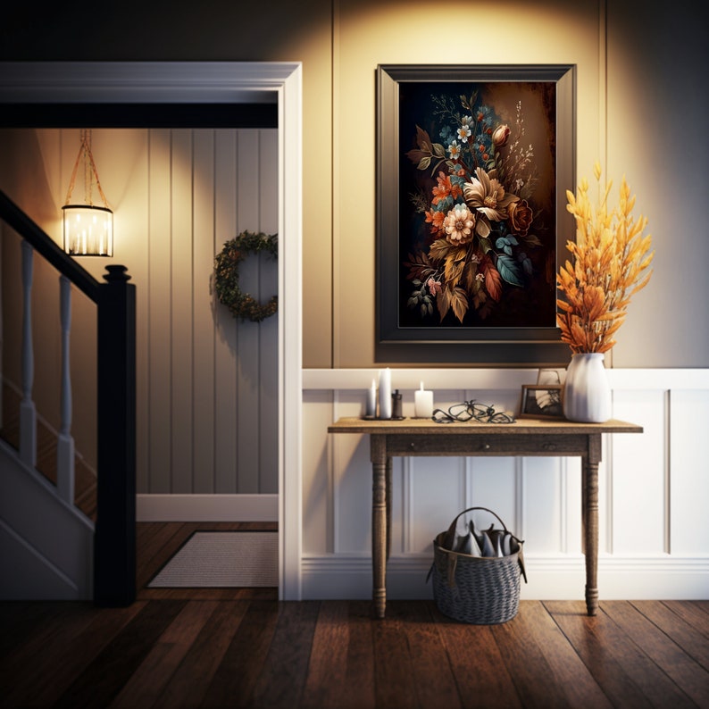 Printable Wall Art, Terracotta, Brown, Green, Rust Floral Art Print ...